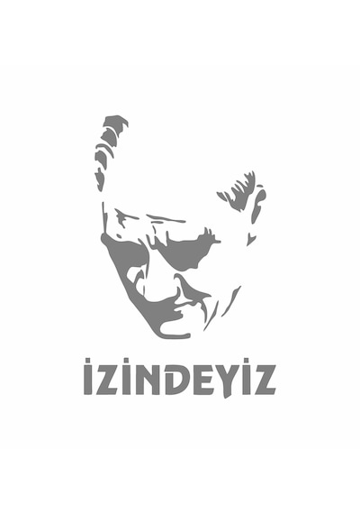 Atam İzindeyiz Atatürk Silüet Sticker - Araba Oto Motosiklet Karavan Cam Sticker - 00235 60X41 Cm