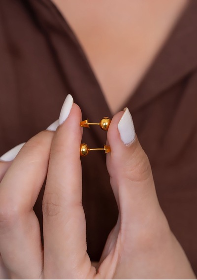 14 Ayar Altın Top Küpe 5 Mm Sarı Altın