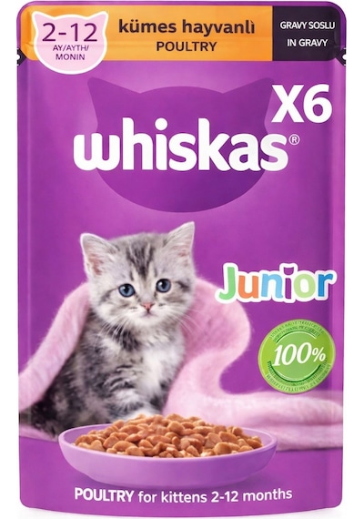 Whiskas Junior Kümes Hayvanlı Yavru Kedi Konserve Maması 85 Gr 6 Adet