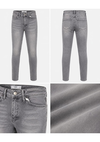 Ymr Moda Dar Paça Kar Yıkama Bayan Kot Pantolon Ymr-02425 Koyu Gri