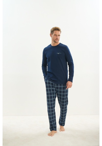 Sevim Erkek Uzun Kol Lacivert Pijama Takım C8t1n5o9 001