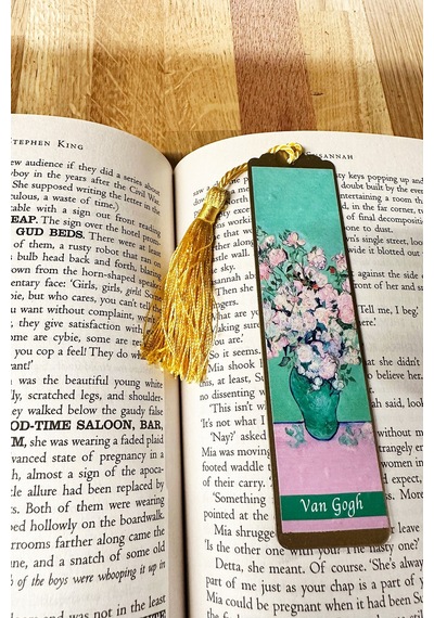 Sanatsal Tablo Temalı Metal Kitap Ayracı Van Gogh-pembe Güllü Vazo