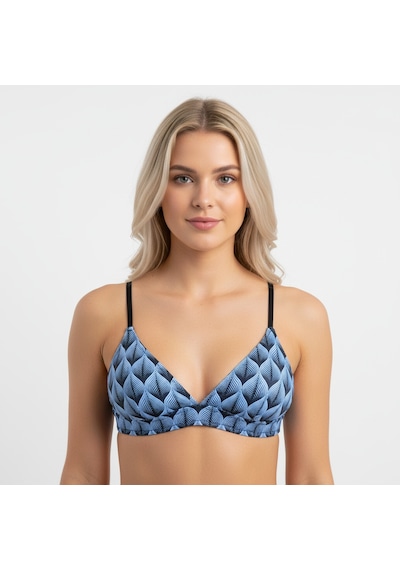 Bonbon Kadın Balensiz Desteksiz Üçgen Bralet Sütyen Bb2112 Mavi Desenli