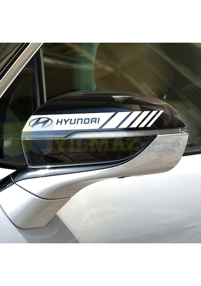 Hyundai Logo Yan Dikiz Ayna Kapağı Şerit Oto Sticker Etiket 3Çift 20 X 2 Cm