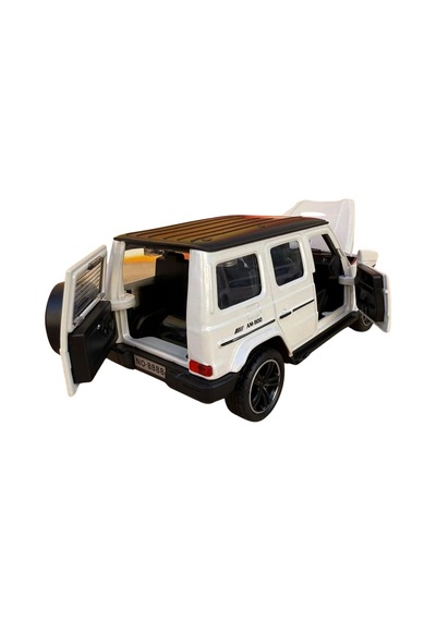 1:32 Metal Çek Bırak Mercedes G65 Beyaz Sesli Ve Işıklı Kapıları Açılan Oyuncak Arazi Aracı