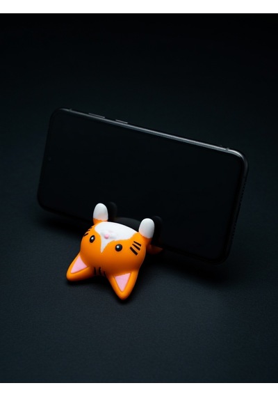 Turuncu Kedi Figürlü Tablet Telefon Tutucu Stand - 3d Baskı Ofis Masaüstü Aksesuarı Ve Biblo
