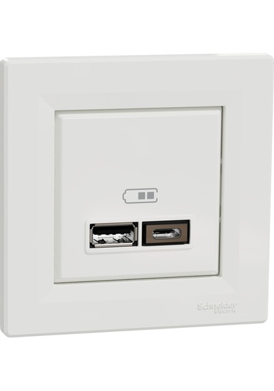 Schneider Asfora EPH2700321 Type A+C 2.4A İkili USB Priz Beyaz
