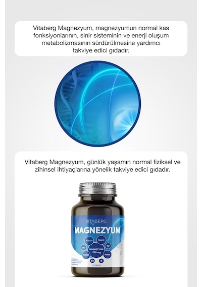 Vitaberg Magnezyum Bisglisinat, Taurat, Sitrat, Malat + K2, B6, Bor, Selenyum