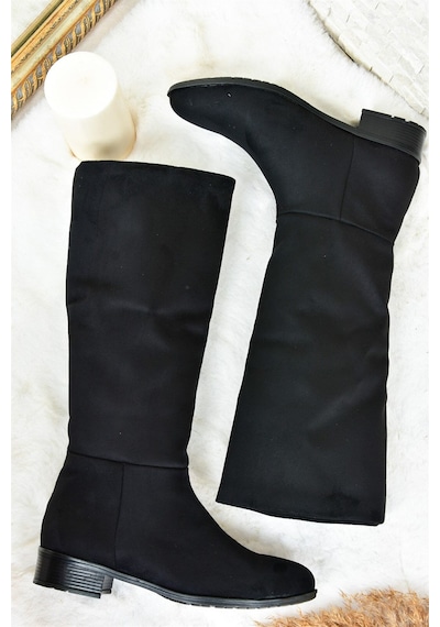 Fox Shoes Siyah Süet Düz Taban Günlük Kadın Çizme L726600902 Siyah-süet