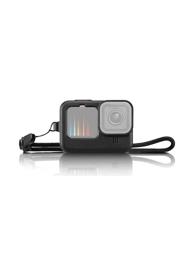 Gopro 9/10/11/12 Aksiyon Kamera Uyumlu Silikon Kılıfı + Lens Kapağı Siyah