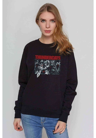 Thundercats Baskılı Siyah Kadın Sweashirt