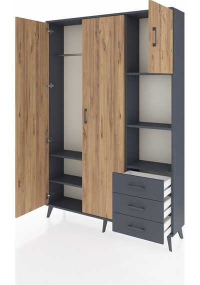 Arges Dolap 5 Raflı 3 Çekmeceli Tek Askılı 132x30x195 Antrasit-çam/antrasit Atlas Çam/antrasıt Arges Dolap 5 Raflı 3 Çekmeceli Tek Askılı 132x30x195 Antrasit-çam/antrasit Atlas Çam/antrasıt