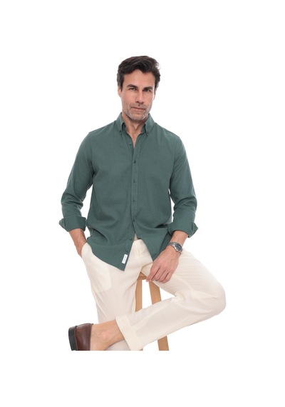 Slim Fit Uzun Kol Yaka Düğmeli Nefes Alan Keten Hediye Kutulu Erkek Gömlek Fs-004548 - Koyu Yeşil-3225 Slim Fit Uzun Kol Yaka Düğmeli Nefes Alan Keten Hediye Kutulu Erkek Gömlek Fs-004548 - Koyu Yeşil-3225