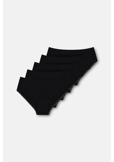 Suwen 5li Pamuklu Basic Yüksek Bel Slip Külot St0058601a1447 Siyah