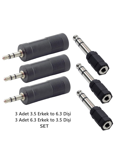 6.3 To 3.5 & 3.5 To 6.3 Stereo Çivi Jack Trs - Aux Çevirici Seti
