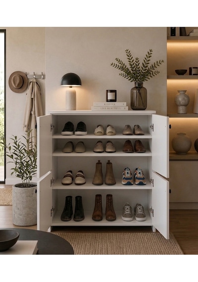 Ağlasun Model 2 Kapaklı Çok Amaçlı Dolap Ayakkabılık Kitaplık Banyo Dolabı Mutfak Dolabı Beyaz