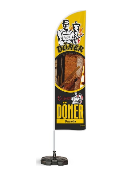 Döner Sarı Temalı Tek Yelken Bayrak 2 Sarı