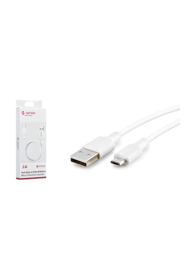 Genax Gnx035 Mıcro Usb M To Usb M Kablo 3.4a 1m Beyaz