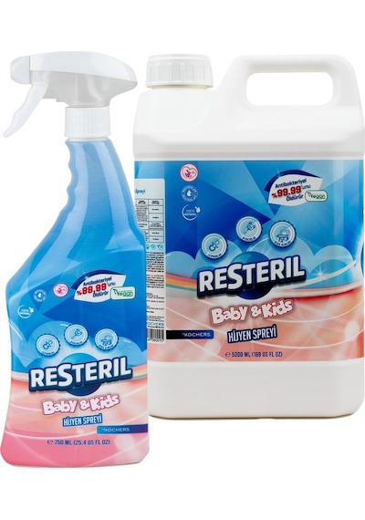 Çok Amaçlı Bebek Yüzey Temizleyici Dezenfektan Sprey Durulanmayan Oyuncak Mama Sandalyesi Oyun Matı Hijyen Spreyi Baby Set Kids 750ml + 5Lt
