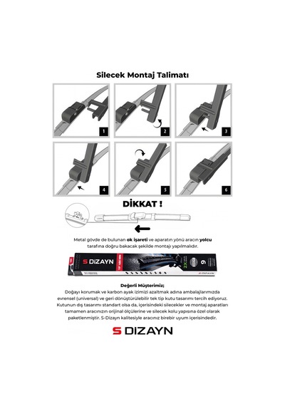 S-dizayn Vw Golf 5 Ön Cam Silecek Seti 2004-2005 Premium Araca Özel 60-48 Cm A+ Kalite