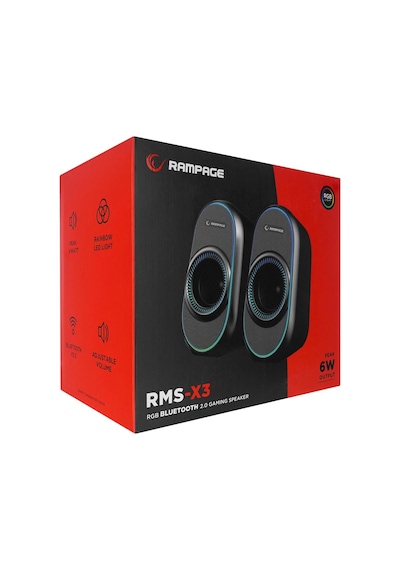 Rampage Rms-x3 2.0 6w Bluetooth Özellikli Siyah Multimedia Rgb Işıklı Gaming Usb Speaker Kdo