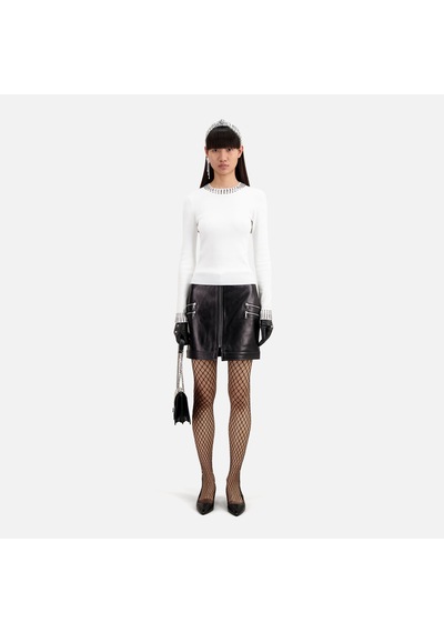 The Kooples Kadın Zımba Detaylı Bisiklet Yaka Beyaz Kazak