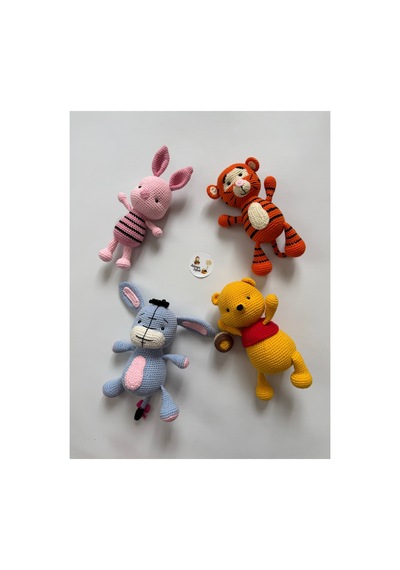 Adenya Sepeti Amigurumi Örgü Büyük Pooh Serisi 4'lü Set Çok Renkli