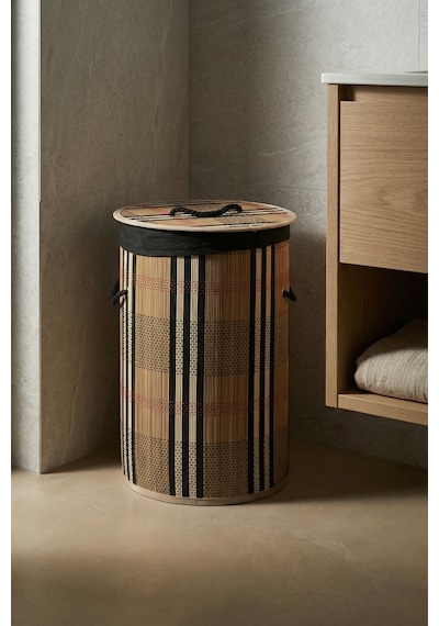 Nordic Yuvarlak Bambu Sepet - 50 Cm Koyu Kahverengi