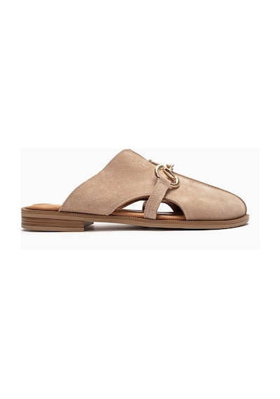 Luvishoes Favor Bej Süet Hakiki Deri Önü Kapalı Kadın Terlik