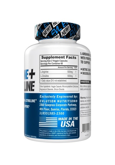 Evlution L-arginine + L-citrulline Nitrix Oxide 120 ...