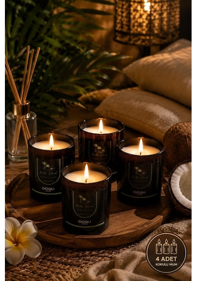 Doqu Home Exotic Island Kokulu Mum Saydam - 170 Gr 4'lü Kahverengi