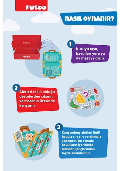 Puedo Meslekler Cırtlı Eşleştirme Oyunu Eva Çantalı Eğitici Oyuncak 3+ 36 Parça Set