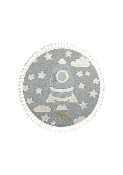 Dolce Vita Halı Kids 474 Space Yuvarlak Halı Mavi