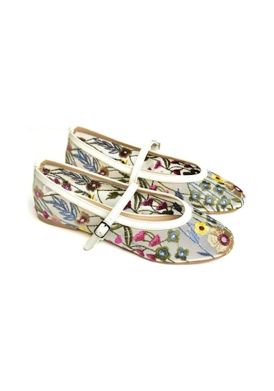 Fox Shoes U820085515 Beyaz File Çiçek Motifli Kadın Babet Beyaz-file Beyaz
