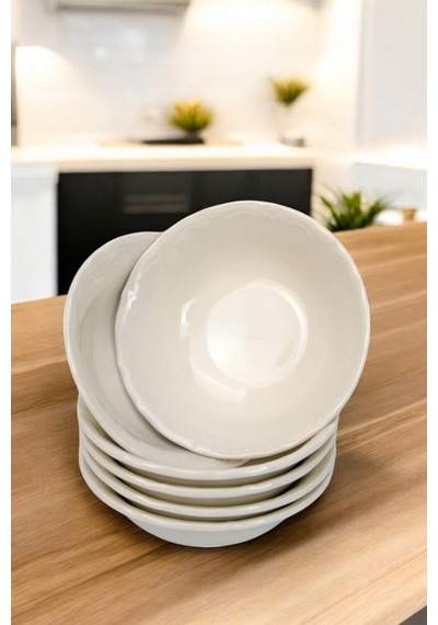 Mercan 6'li Porselen Servis Salata Kasesi Çerezlik 13 Cm Beyaz C1-1-421 Diğer