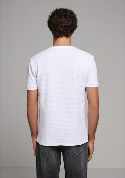 Colin's Colins Regular Fit Yuvarlak Yaka Jakarlı Erkek Beyaz Kısa Kol Tişört Cl1077331 Q1.v2 Wht