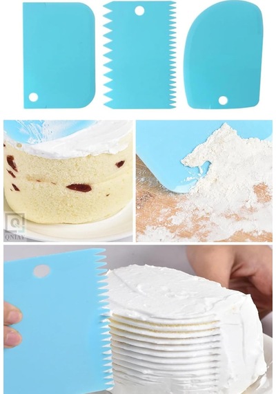 Qniay 3lü Set Hamur Kesme Ve Kazıma Aparatı Hamur Pasta Börek Kek Çörek Şekillendirici Kesici Kazıyıcı Set Diğer