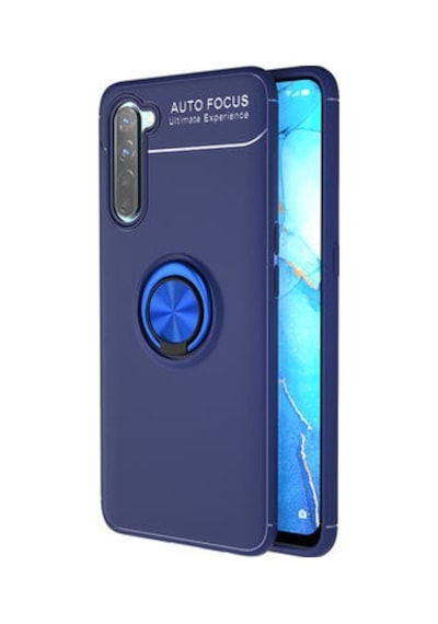Oppo Reno 3 Kılıf Yüzüğü Stant Ve Araç Tutucu Olabilen Şık Esnek Premium Silikon Kapak Ryc/ravel Mavi