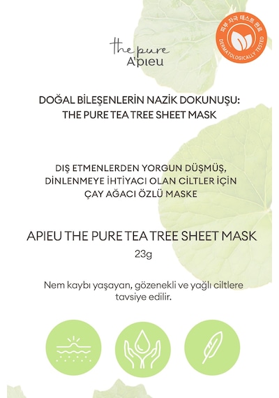 Missha Yağlanma ve Sivilcelenme Eğilimli Ciltler İçin Nem. Yaprak MaskeA'PIEU The Pure Tea Tree Sheet Mask