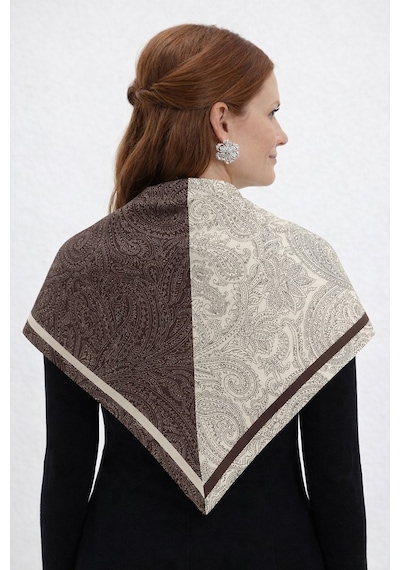 Tarzını Seç Kahverengi Royal Fular / Bandana / Aksesuar / Şal / Eşarp 70x70