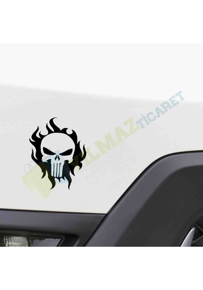 Alev Kuru Kafa Oto Motosiklet Sticker Tampon Yapıştırma 1 Adet