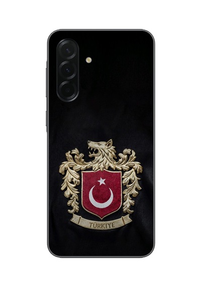 Samsung Galaxy A36 Uyumlu Türk Sembolü Kurt Ve Bayrak Desenli Baskılı Silikon Kılıf Renkli
