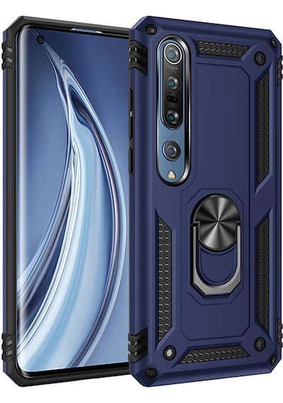 Xiaomi Mi Note 10 Lite Kılıf Sert Silikon Yüzüklü Stand Özellikli Kapak