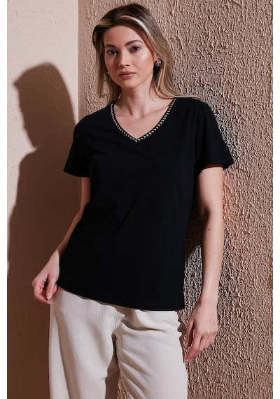 Fashion Friends Bayan T Shirt 26y0478k1 Siyah
