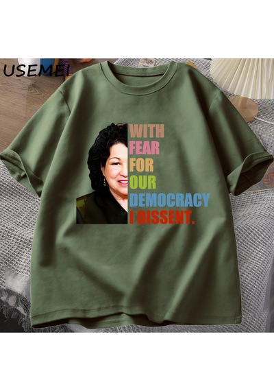 Flood Of Style Demokrasimiz İçin Korkuyla Muhalefet T-shirt Adam Rahat Pamuk Kısa Kollu Grafik Tees Unisex T Yeşil
