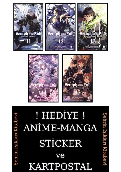 Seraph Of The End 11-12-13-14-15 Manga Seti 5 Kitap / Anime-manga Sticker Ve Kartpostal