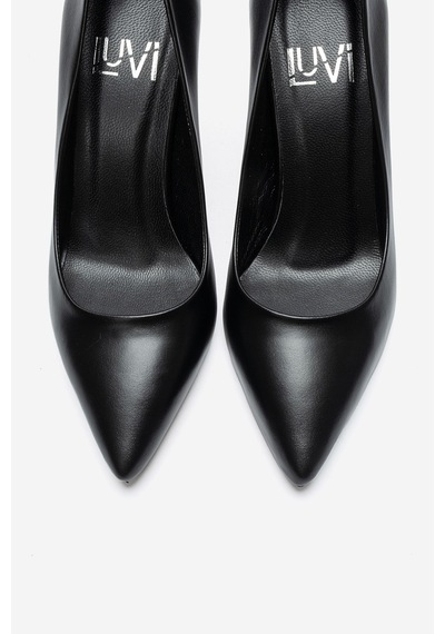 Luvi Shoes Morıel Siyah Cilt Hakiki Deri Kadın Topuklu Ayakkabı