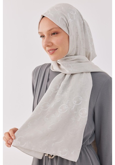 Mirsoy Scarf Daka Desen Parlak Jakar Şal - Kırık Beyaz Kırık Beyaz