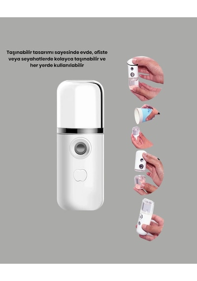 Hubrendy Tekno Taşınabilir Şarjlı Buhar Nemlendirici Kablosuz Akıllı Pro Teknolojili Mini Cilt Ve