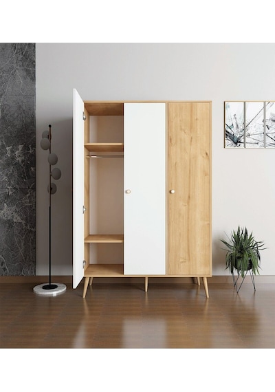 Floradesign Milano Gardırop /elbise Dolabı Üç Kapaklı Dolap Meşe